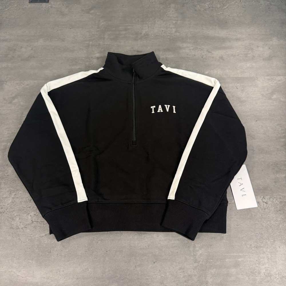 Tavi Pullover Womens Small Half Zip Ebony Coconut Black White Cropped NEW $118
